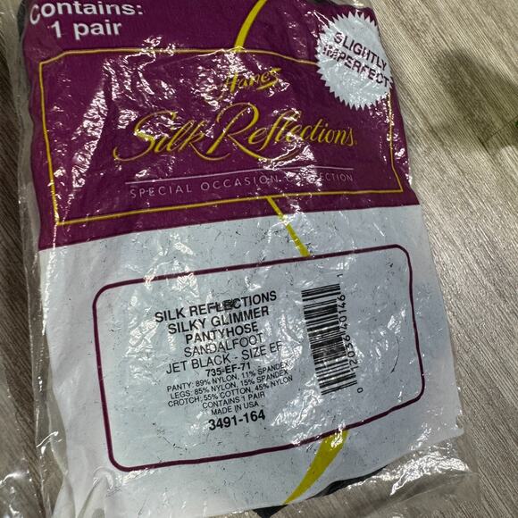 Hanes Silk Reflections Slightly Imperfect Pantyhose Tights Black & Brown NEW VTG - Picture 3 of 6